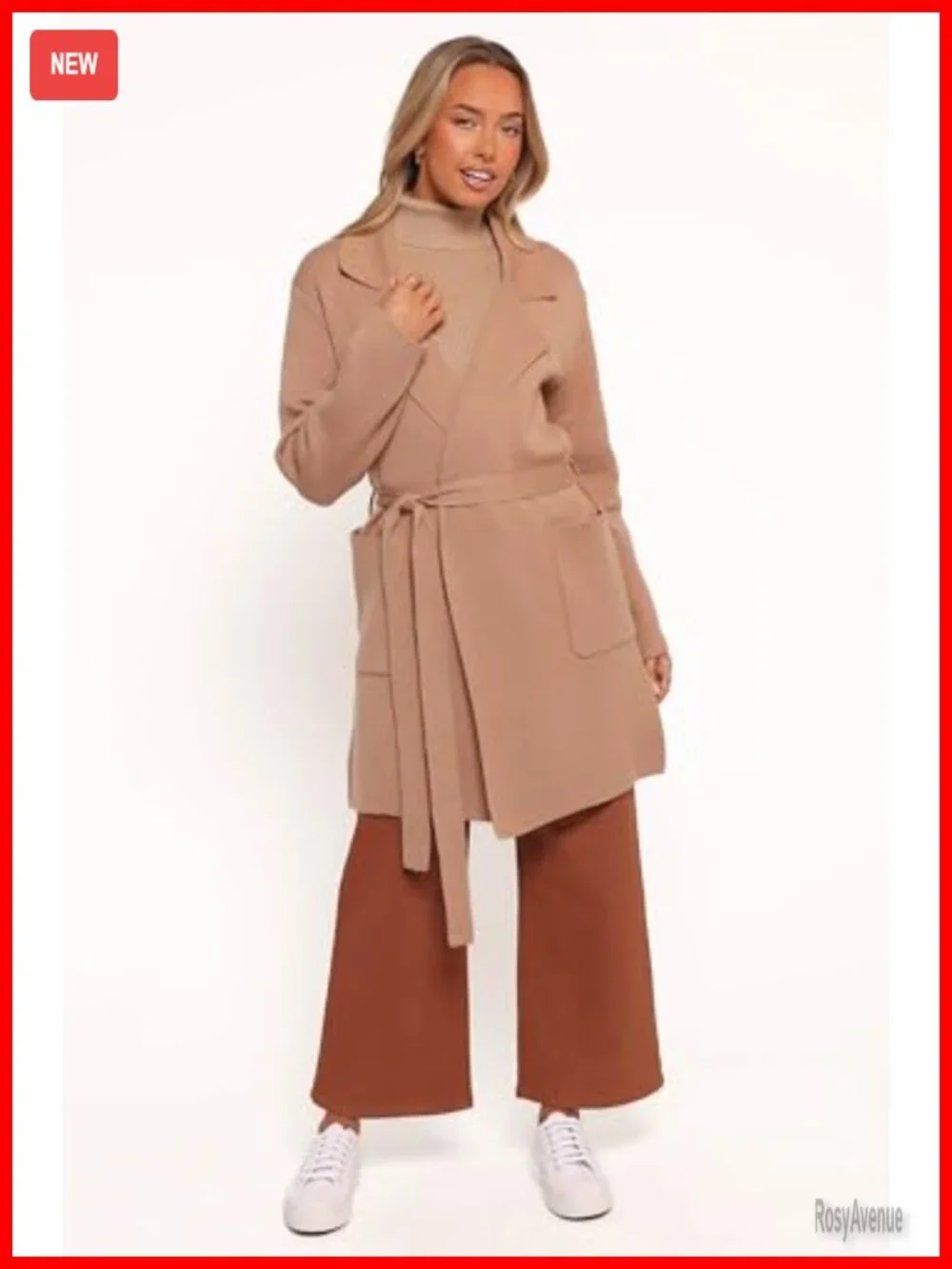 Petal & Pup Corio Coatigan Trench Coat Tie Waist Bell Sleeve